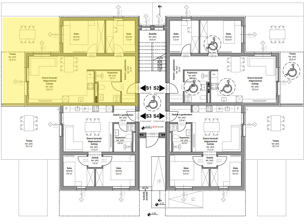 Vodice - appartamento al piano terra con giardino e 2 posti auto, S1 - 81,69 m2