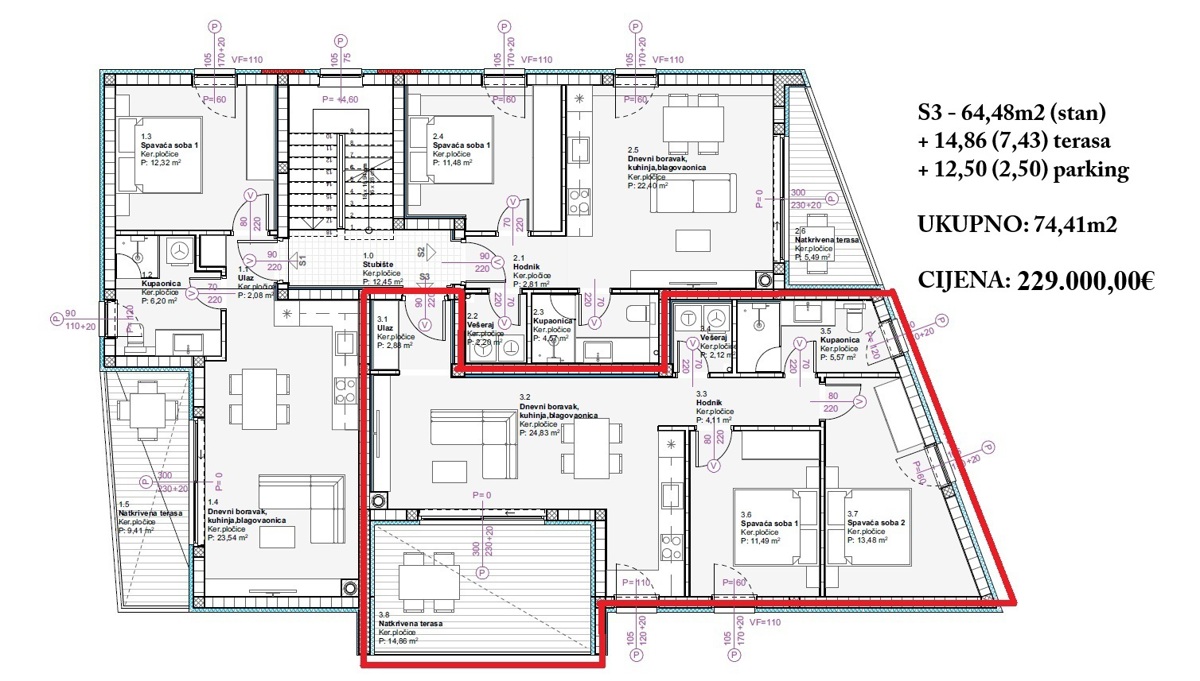 Vodice - Appartamento con una camera S5 al secondo piano, a 900 m dalla spiaggia