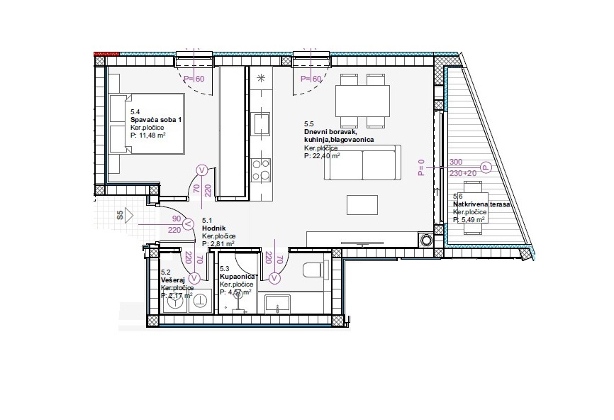 Vodice - Appartamento con una camera S5 al secondo piano, a 900 m dalla spiaggia
