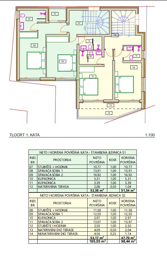 Vodice, Srima - **NUOVA COSTRUZIONE** Casa S2 a 250 m dalla spiaggia
