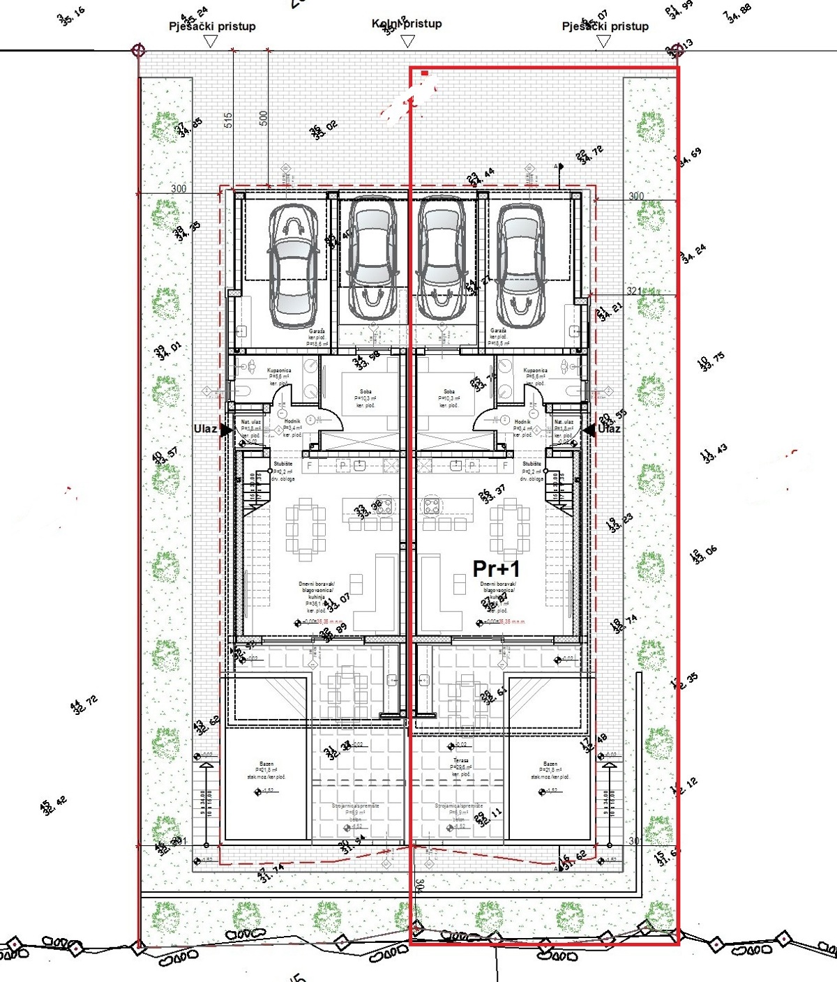 Vodice - Doppia casa con garage, piscina e vista mare