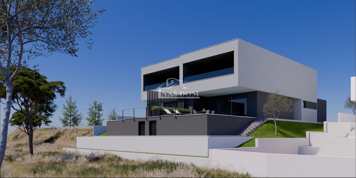 Vodice - Doppia casa con garage, piscina e vista mare