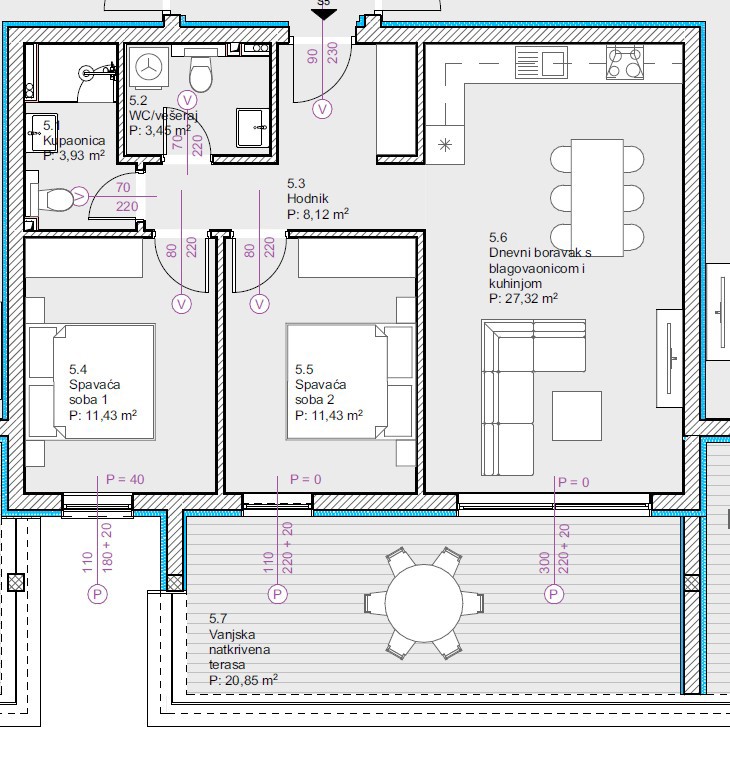 Vodice - Appartamento S5, 1° PIANO, vista mare - OCCASIONE