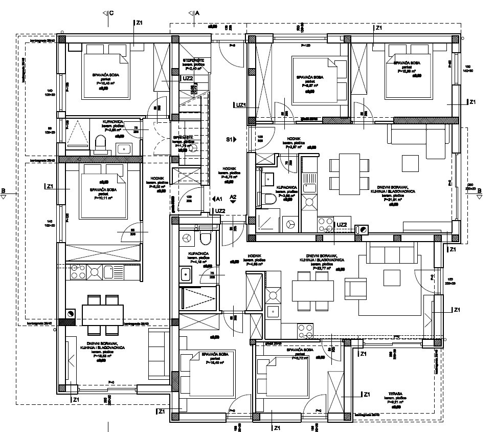 Vodice - N2, Appartamento S2 al primo piano dell'edificio, posizione tranquilla