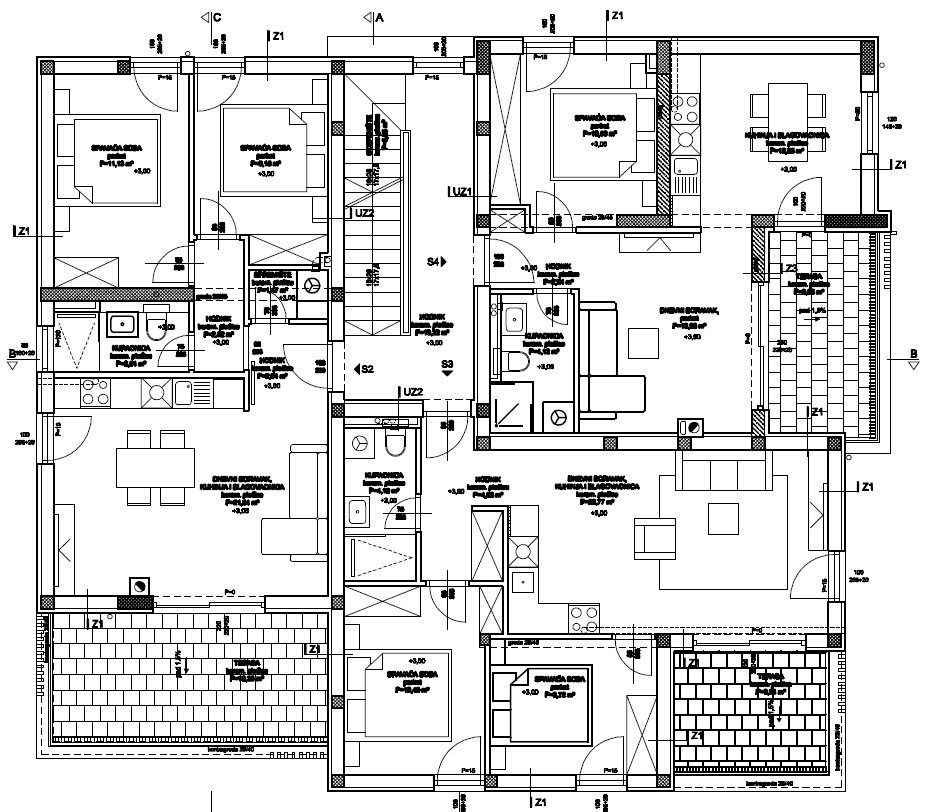 Vodice - N2, Appartamento S2 al primo piano dell'edificio, posizione tranquilla