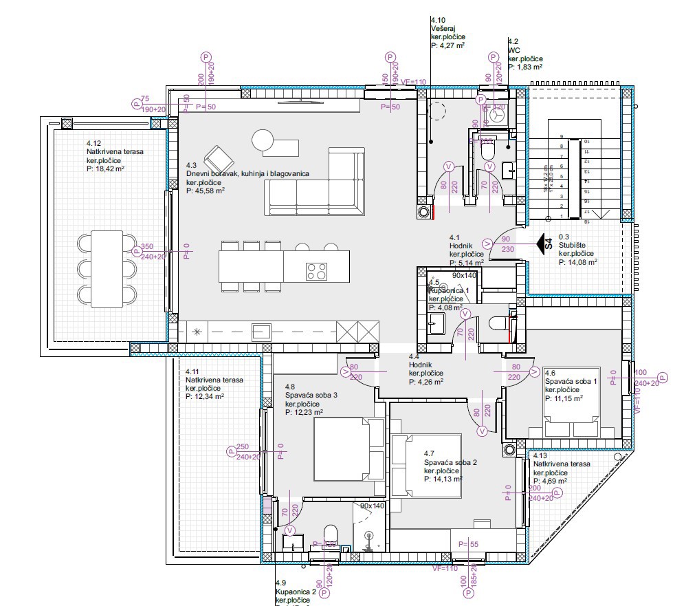 Attico di lusso di 129,57 m² con vista panoramica sul mare
