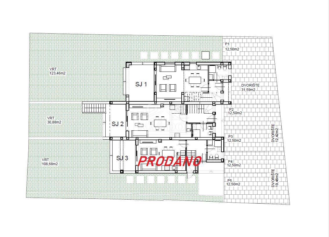 Vodice- **NOVOGRADNJA** appartamenti su due piani con giardino, a 300 m dalla spiaggia