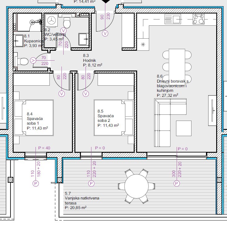 Vodice - Appartamento S8, II PIANO, vista mare - OCCASIONE