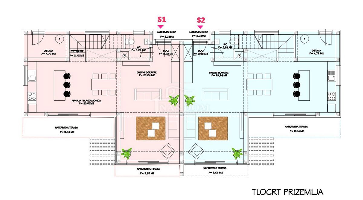 Vodice, Srima - Doppia casa S1 con piscina, a 270 m dalla spiaggia