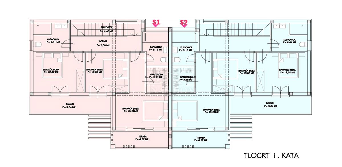 Vodice, Srima - Doppia casa S1 con piscina, a 270 m dalla spiaggia
