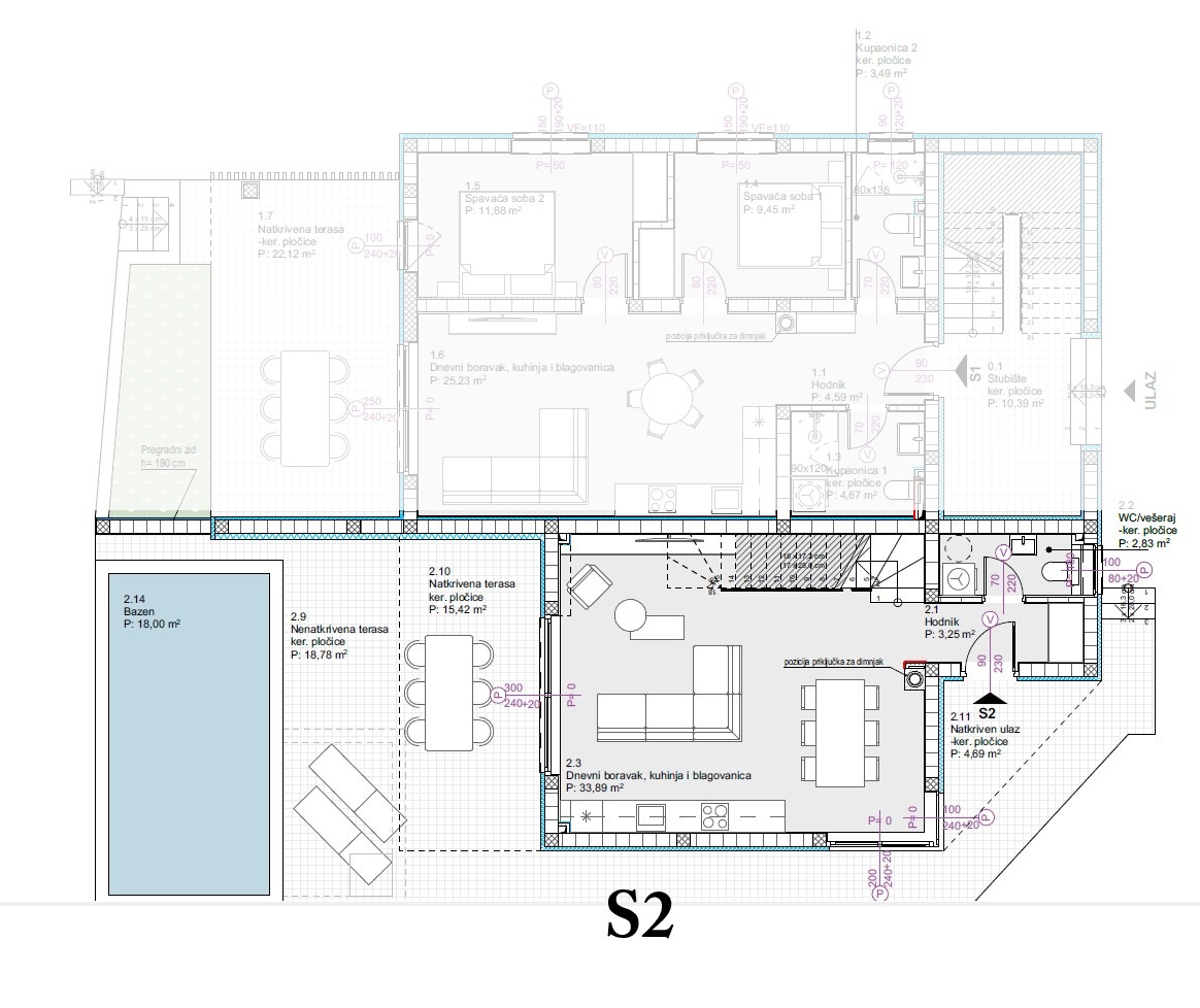 Vodice - Appartamento di lusso su due piani S2 con piscina e giardino, vista mare