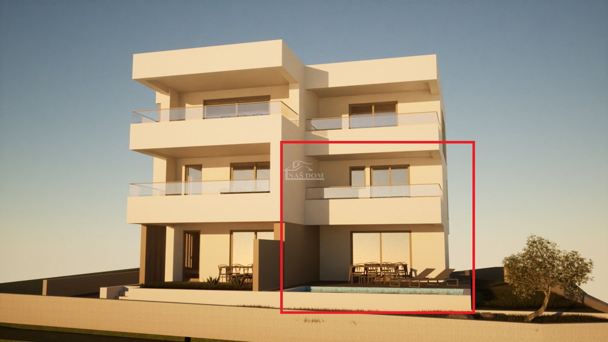 Vodice - Appartamento di lusso su due piani S2 con piscina e giardino, vista mare