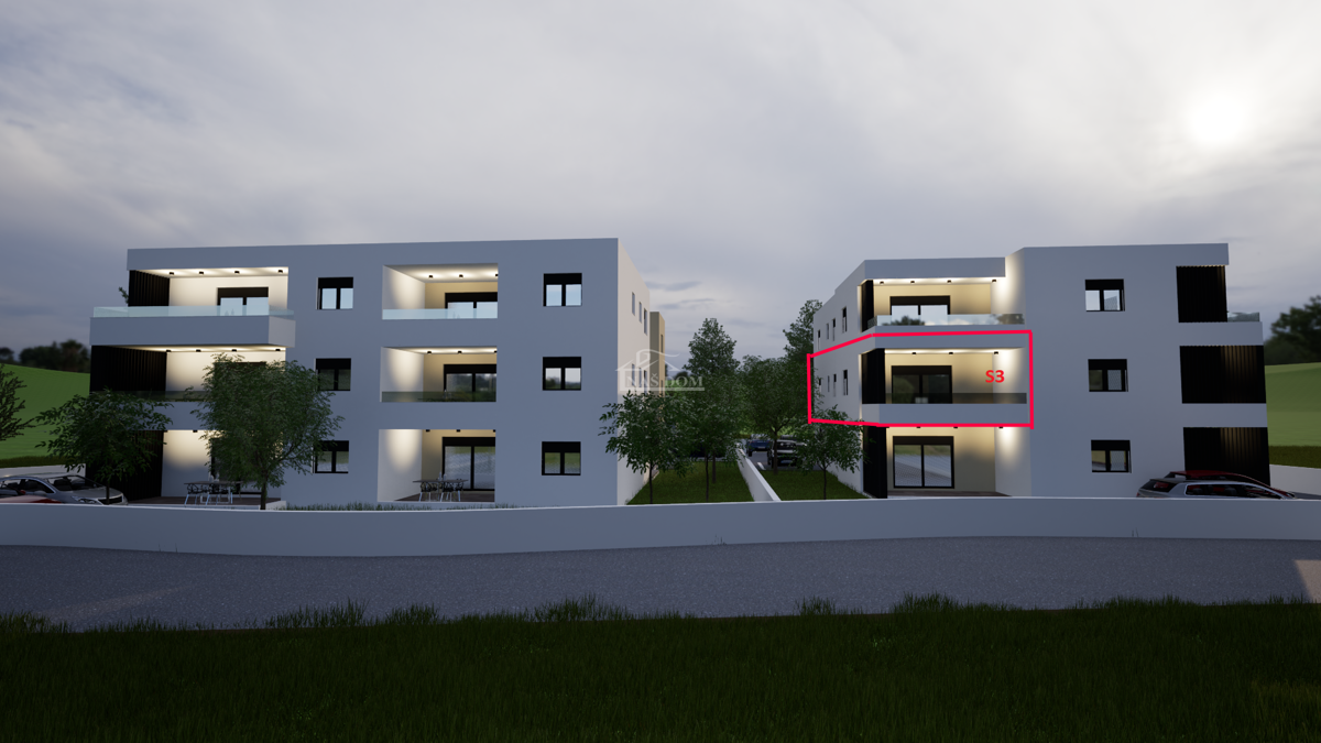 Vodice - **NUOVA COSTRUZIONE** Appartamento S3 con due camere da letto, primo piano, vista mare