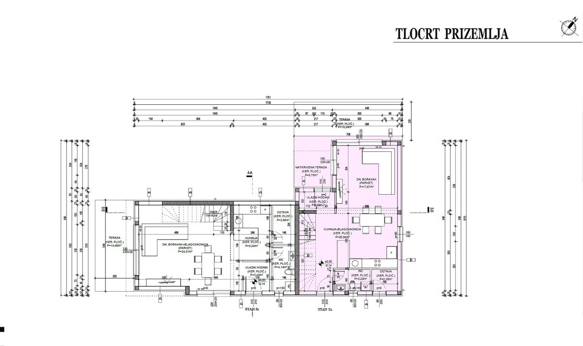Srima, Vodice - Dvojna kuća S2 con piscina vicino alla spiaggia