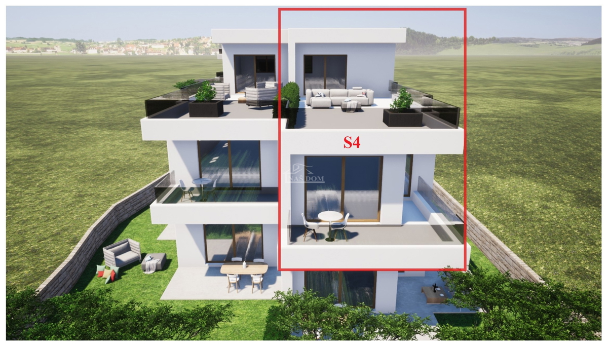 TRIBUNJ, SOVLJE - appartamento su due piani con vista mare