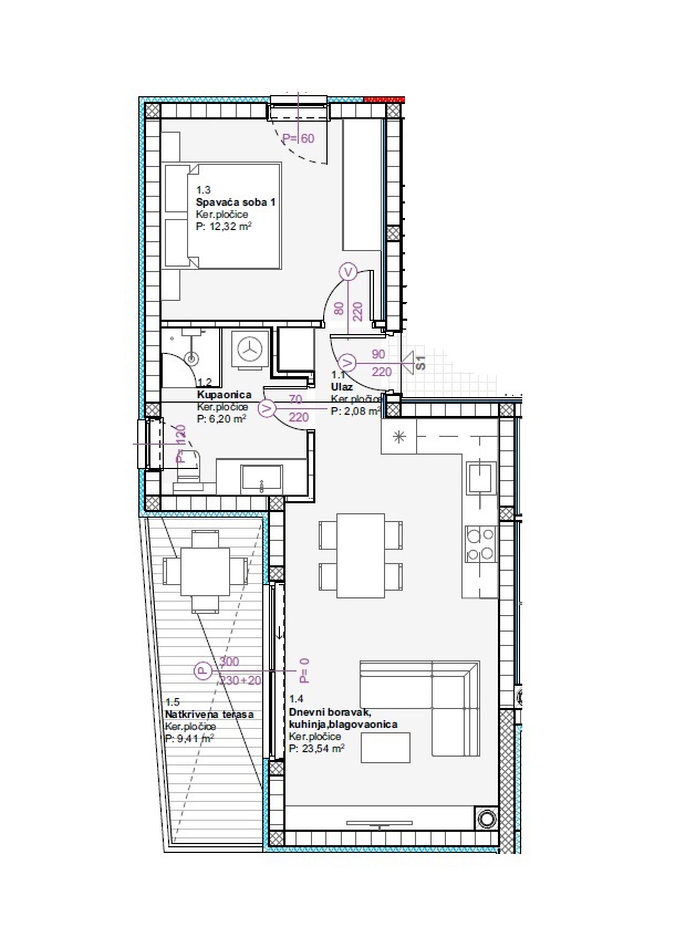 Vodice - Appartamento bilocale S1 al primo piano, a 900 m dalla spiaggia