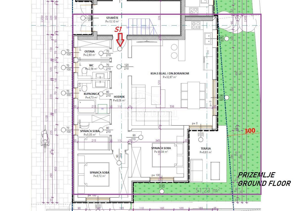 Vodice - Appartamento S3 al primo piano in posizione tranquilla