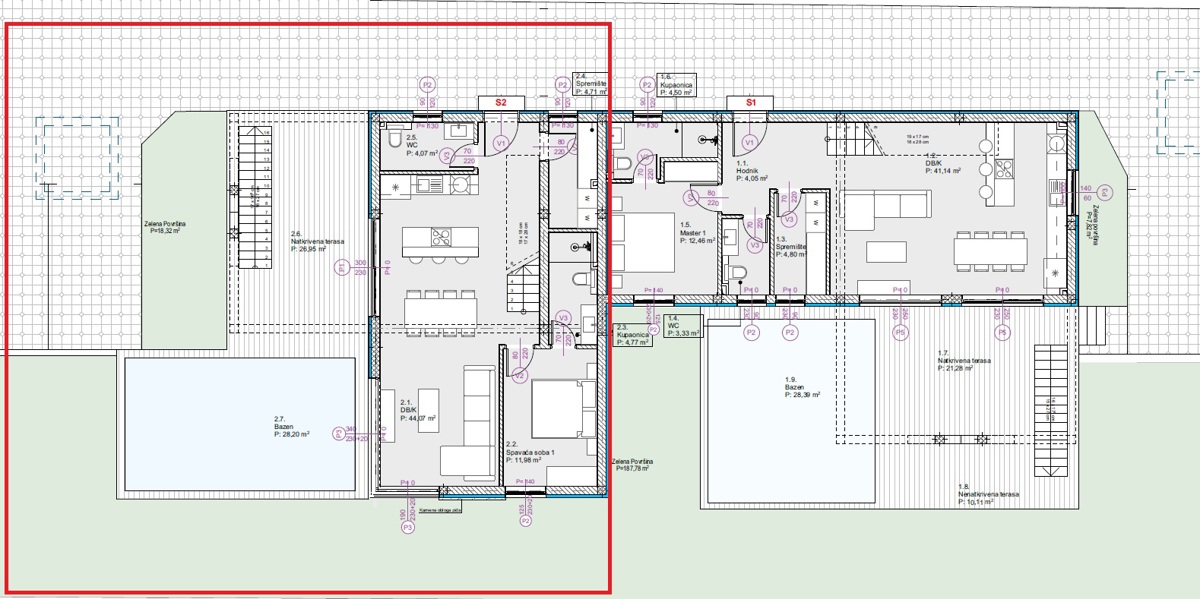 Vodice - Lussuosa casa bifamiliare S2 con vista panoramica sul mare