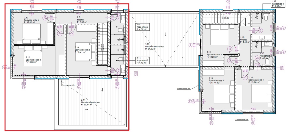 Vodice - Lussuosa casa bifamiliare S2 con vista panoramica sul mare