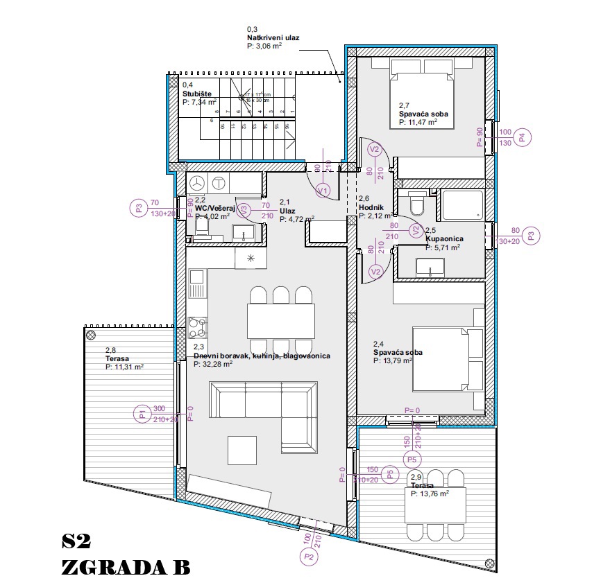 Vodice - Appartamento di lusso S2 al primo piano, a 600 m dalla spiaggia