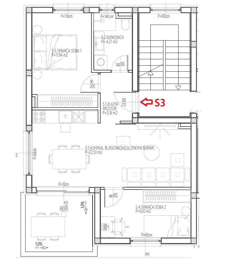 OCCASIONE - Appartamento S3 al primo piano, NUOVA COSTRUZIONE