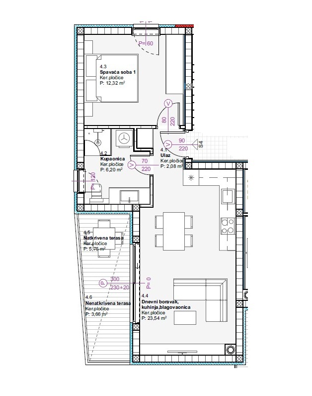 Vodice - Appartamento con una camera S4 al secondo piano, a 900 m dalla spiaggia
