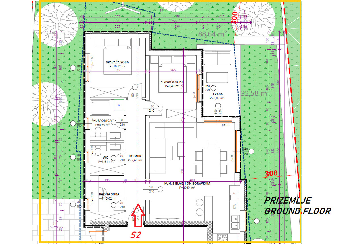 Vodice - **NUOVA COSTRUZIONE** Appartamento S4 con tre camere da letto, primo piano di un edificio più piccolo.