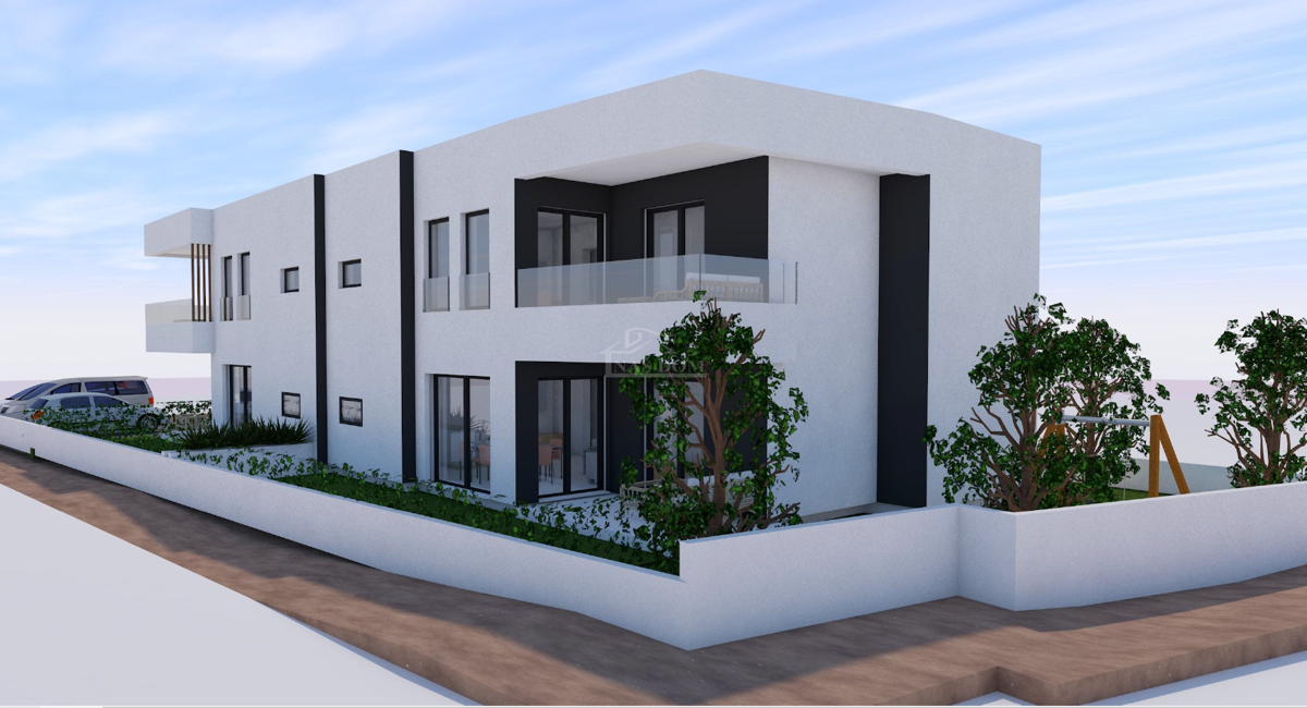 Vodice - **NUOVA COSTRUZIONE** Appartamento S4 con tre camere da letto, primo piano di un edificio più piccolo.