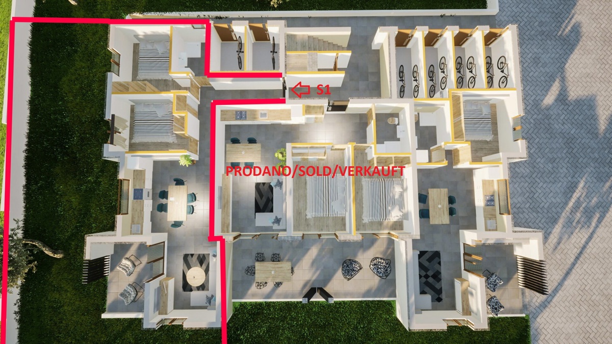 Vodice-*NUOVA COSTRUZIONE* Appartamento S1 con giardino, a 500 m dal centro