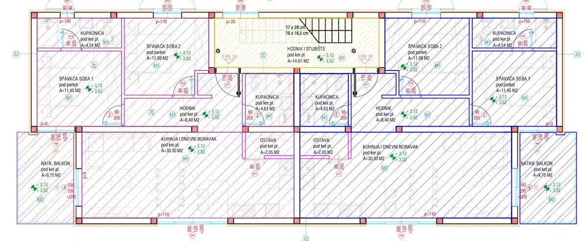 Vodice - Appartamento S3 al primo piano con terrazza sul tetto, vista mare