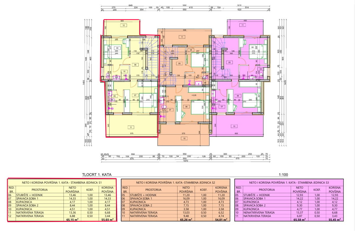 TRIBUNJ - **NUOVA COSTRUZIONE** Casa S1 con vista mare, a 300 m dalla spiaggia