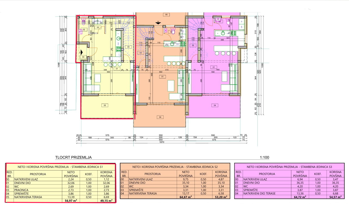 TRIBUNJ - **NUOVA COSTRUZIONE** Casa S1 con vista mare, a 300 m dalla spiaggia