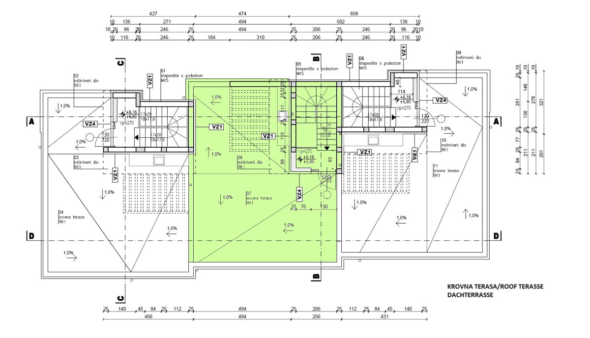 Srima, Vodice - Appartamento S2 con terrazza sul tetto in edificio di nuova costruzione