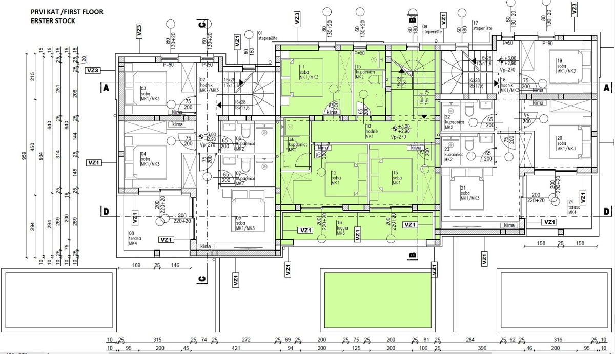 Srima, Vodice - Appartamento S2 con terrazza sul tetto in edificio di nuova costruzione