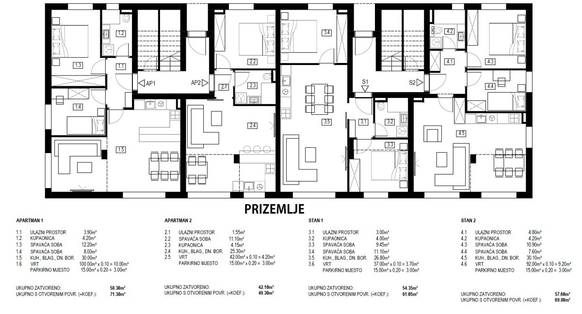 Vodice - Appartamento bilocale A1, piano terra con giardino