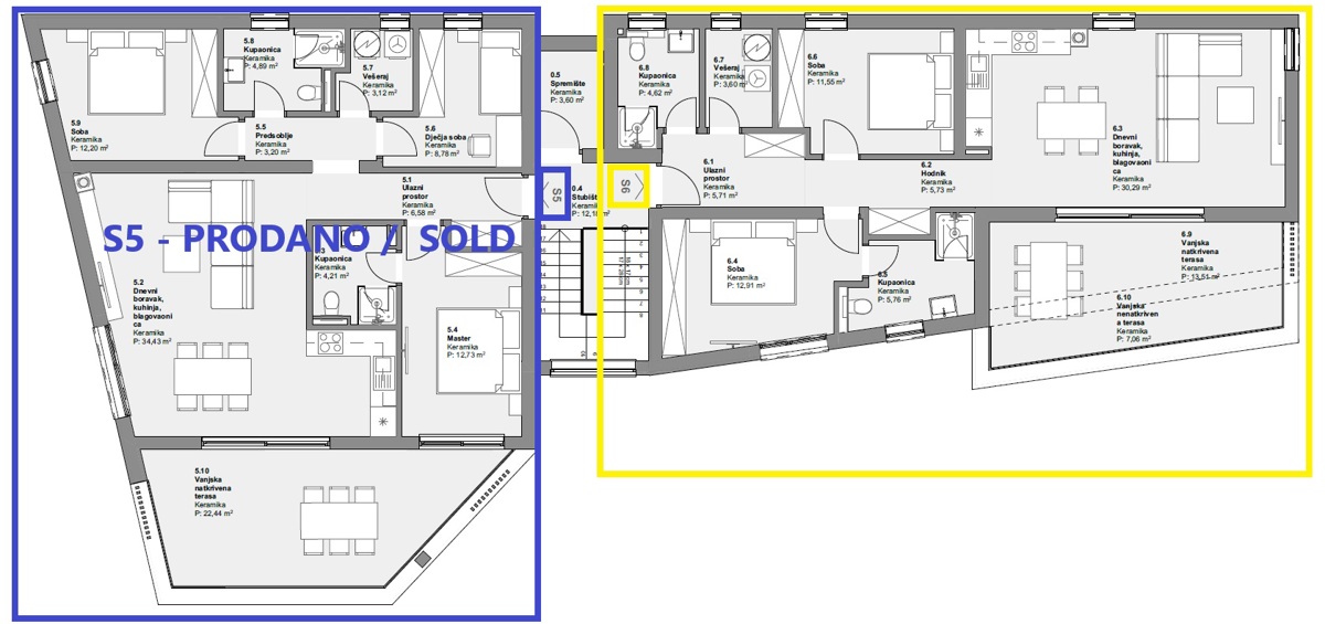 Vodice - Appartamento S6 al secondo piano, vista panoramica sul mare
