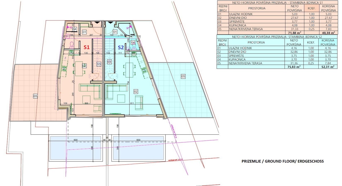 Vodice - NUOVA COSTRUZIONE Casa bifamiliare con piscina, a 700 m dal centro
