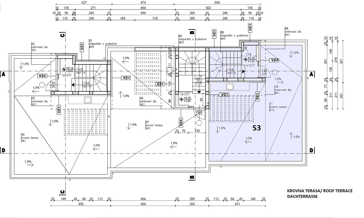 Srima, Vodice - Appartamento S3 con giardino e terrazza sul tetto in nuova costruzione