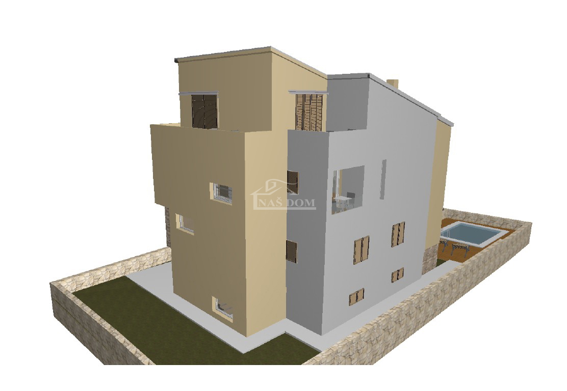 VODICE – TERRENO EDIFICABILE 583 m², 150 m DALLA SPIAGGIA, COSTRUZIONE INIZIATA