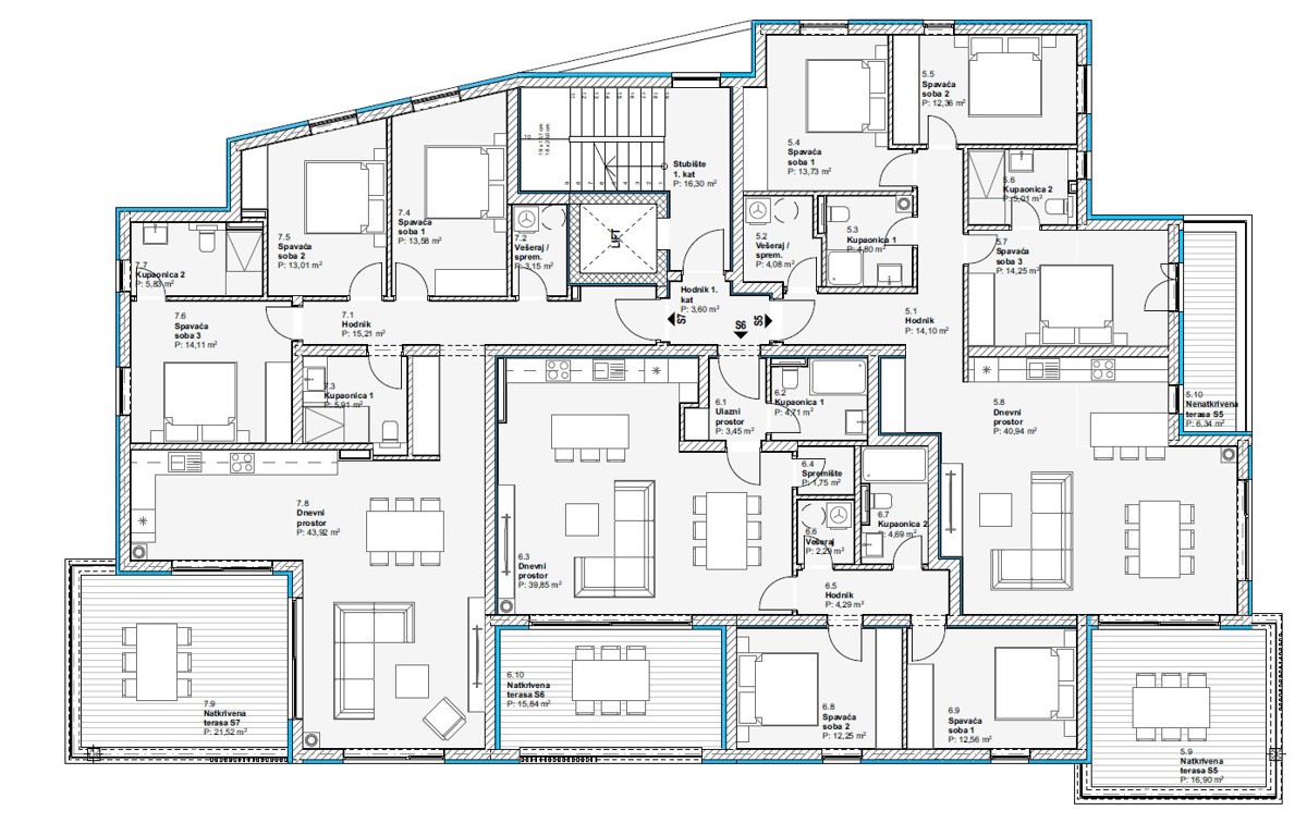 Vodice - Appartamento di lusso S9 con due camere da letto, ascensore, vista mare, secondo piano