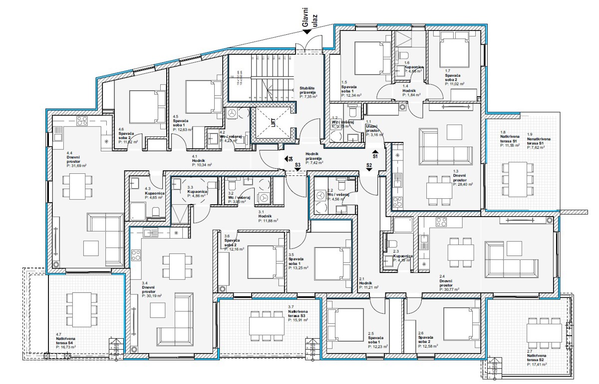 Vodice - Appartamento di lusso S9 con due camere da letto, ascensore, vista mare, secondo piano