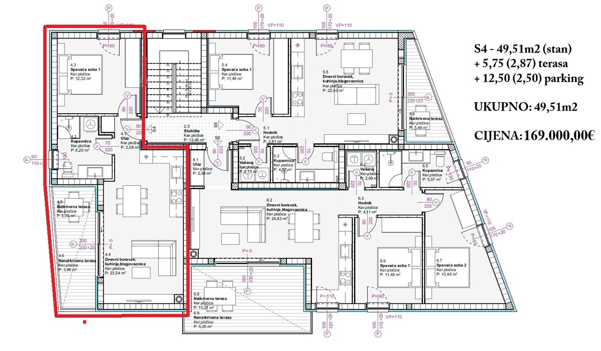 Vodice - Appartamento con una camera S2 al primo piano, a 900 m dalla spiaggia