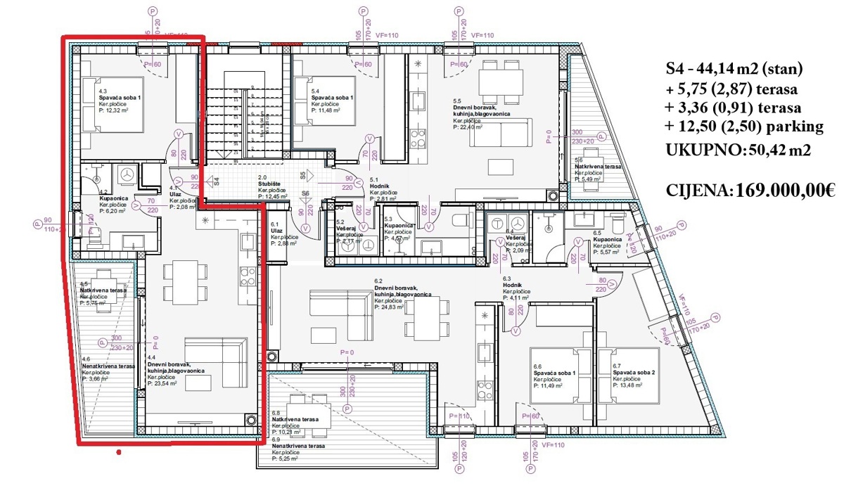 Vodice - Appartamento con una camera S2 al primo piano, a 900 m dalla spiaggia