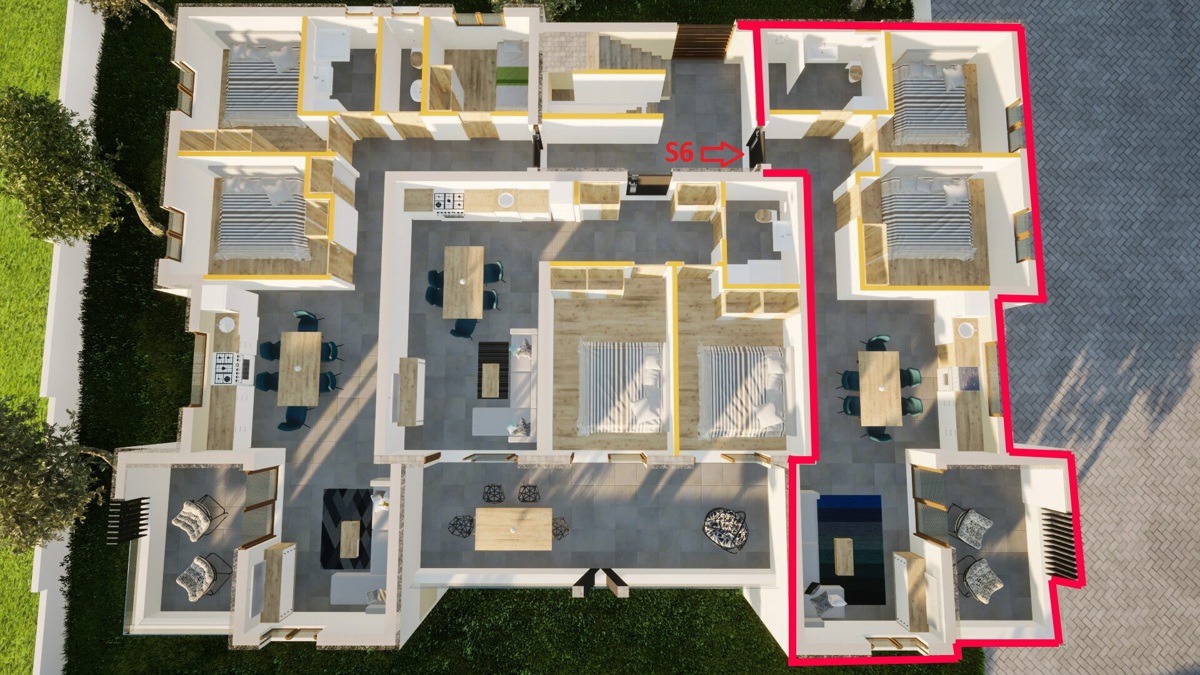 Vodice-*NUOVA COSTRUZIONE* Appartamento S6, 2 camere + soggiorno, 1° piano, vista mare