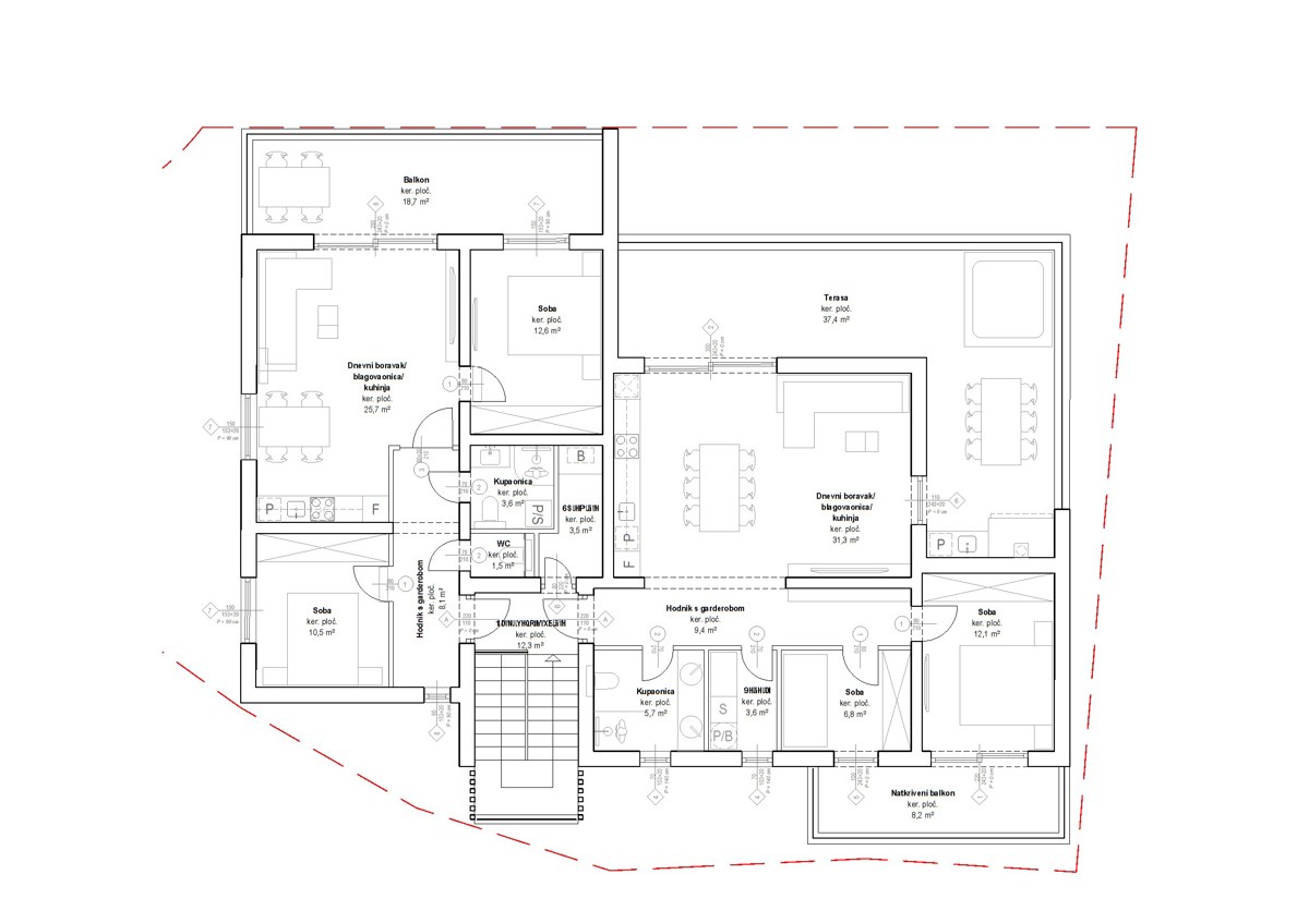 Vodice - terreno con progetto per edificio con 4 appartamenti