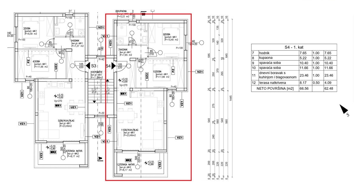 Vodice - NUOVA COSTRUZIONE - Appartamento S4 con due camere da letto al primo piano
