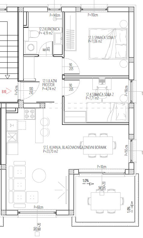 Vodice - Appartamento bilocale S10 con vista mare, secondo piano, nuova costruzione