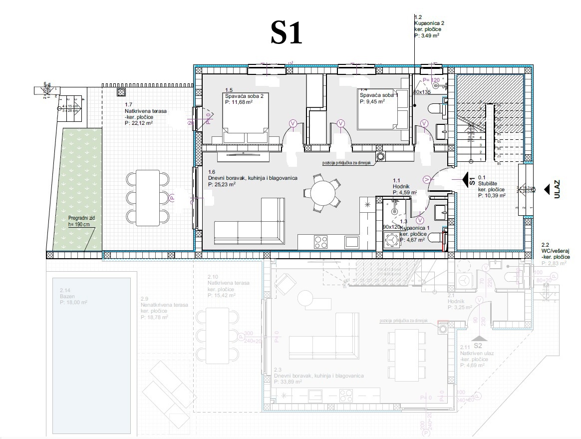 Vodice - Appartamento di lusso S1 con giardino in posizione tranquilla, nuova costruzione