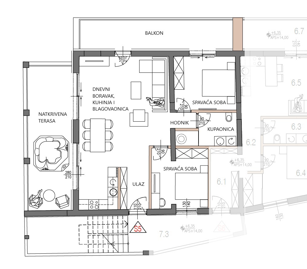 Tribunj, Sovlje - Appartamento S5 con vista mare