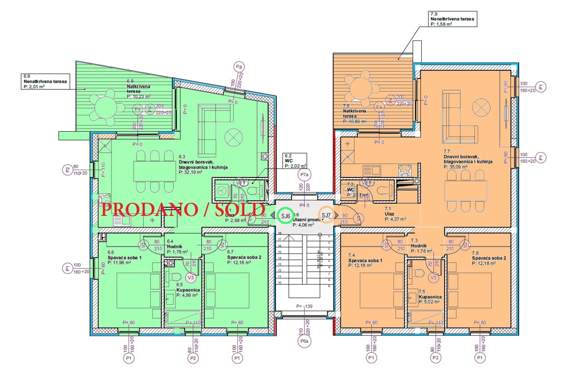 Vodice - Appartamento S7 con vista mare, posizione eccellente